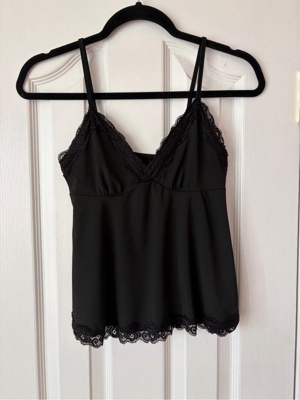Black Lace Trim Babydoll Top